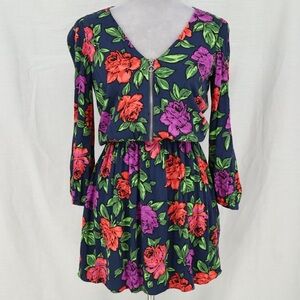 Zara Trafaluc Collection Navy Floral Mini Dress - Size M